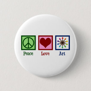 Peace Liebe Art Lehrer Niedlich Paintbrush Button