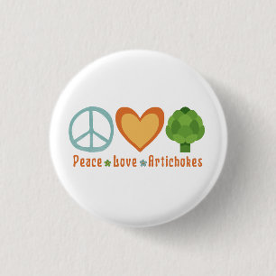 Peace Liebe Artichokes Vegan Veggie Hippie Feinsch Button