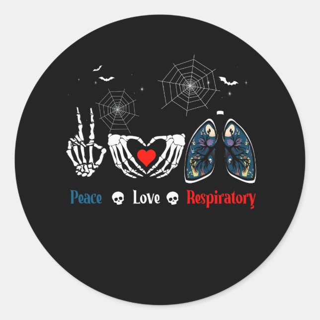 Peace Liebe Atemtherapeut Skeleton Funny Ha Runder Aufkleber (Vorderseite)