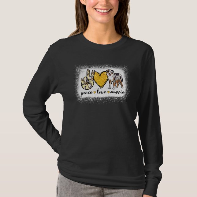 Peace Liebe Aussie Bleached Australian Shepherd T-Shirt (Vorderseite)