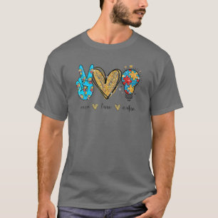 Peace Liebe Autismus Cooles Bewusstsein ASD Hippie T-Shirt