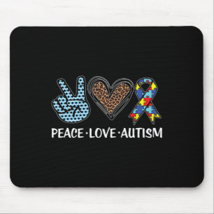 Peace Liebe Autismus Puzzle Pieces Ribbon Autismus Mousepad