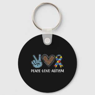Peace Liebe Autismus Puzzle Pieces Ribbon Autismus Schlüsselanhänger
