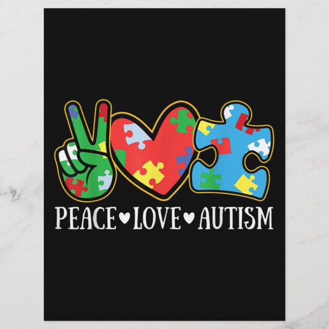 Peace Liebe Autismus Puzzle Ribbon Autismus Bewuss Flyer (Vorne)