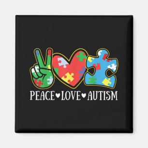 Peace Liebe Autismus Puzzle Ribbon Autismus Bewuss Magnet