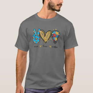 Peace Liebe Autismus Puzzle Ribbon Geschenk Autism T-Shirt