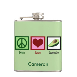 Peace Liebe Avocado Custom Green Flachmann