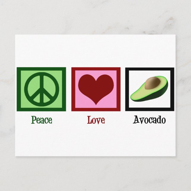 Peace Liebe Avocado Postkarte (Vorderseite)