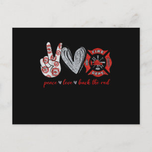 Peace Liebe Back Red Funny Firefighter Lover Ges Feiertagspostkarte