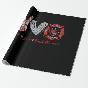 Peace Liebe Back Red Funny Firefighter Lover Ges Geschenkpapier