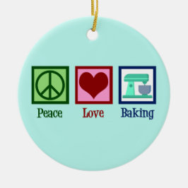 Peace Liebe Backen Niedlicher Aquamariner Bäckerei Keramik Ornament