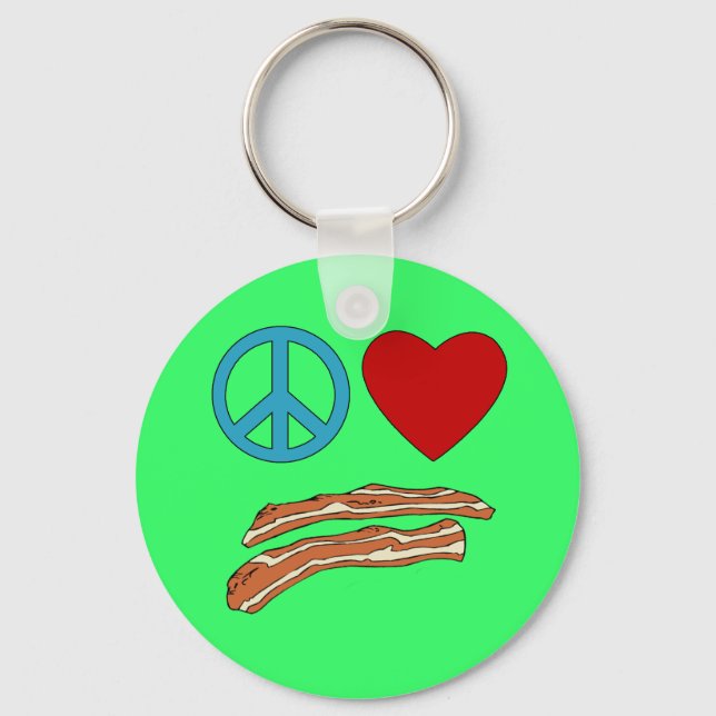 Peace Liebe Bacon Symbology Hemd, Tasse Schlüsselanhänger (Vorderseite)