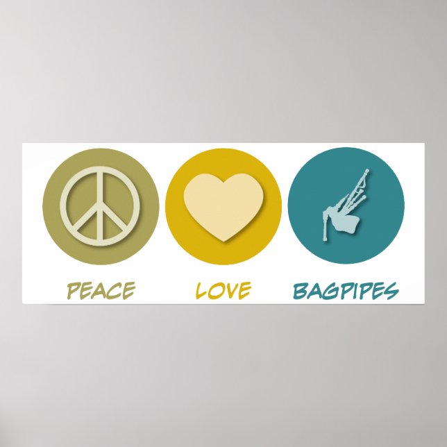 Peace Liebe Bagpipe Poster (Vorne)