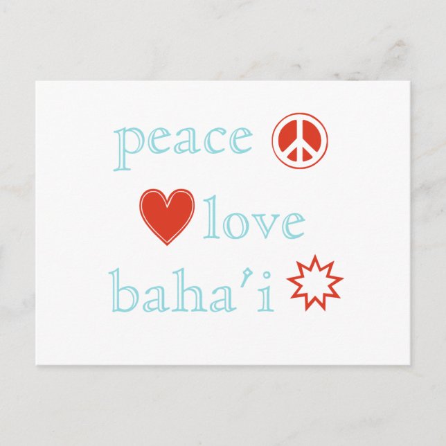 Peace Liebe Bahai Postkarte (Vorderseite)