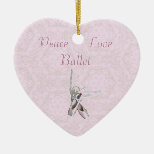 'Peace, Liebe & Ballet' Spitzen Herzensdekoration Keramikornament (Vorne)