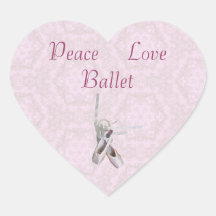 'Peace, Liebe & Ballet' Spitzenherz-Aufkleber