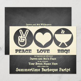 Peace Liebe Barbeque Einladung