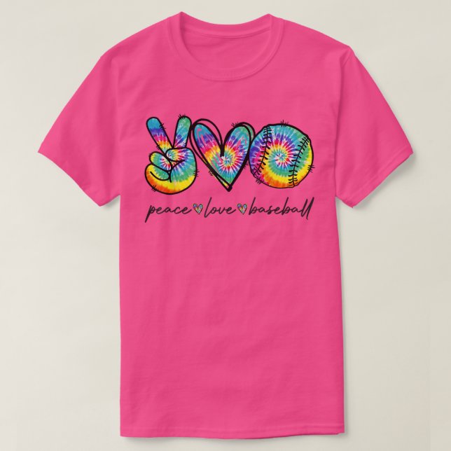 Peace Liebe Baseball Gefärbte Krawatte Niedlich Ba T-Shirt (Design vorne)