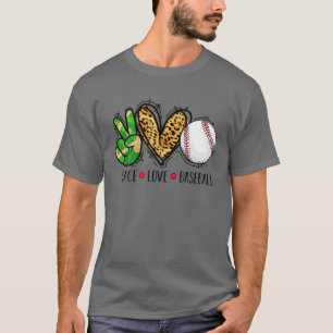 Peace Liebe Baseball Geschenke Sportliebhaber Leop T-Shirt