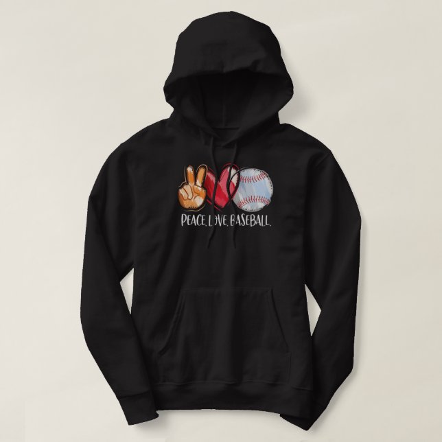 Peace Liebe Baseball Player Women Baseball Fächerb Hoodie (Design vorne)