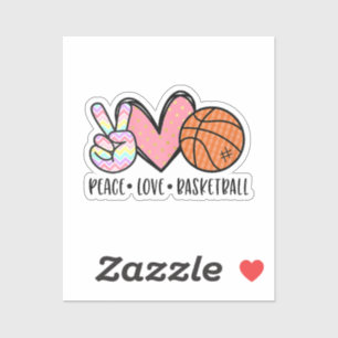 Peace Liebe Basketball Herz für Frauen Teens Tween Aufkleber