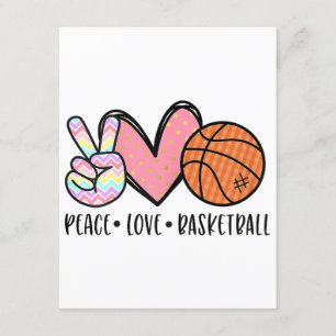Peace Liebe Basketball Herz für Frauen Teens Tween Begleitkarte