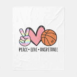 Peace Liebe Basketball Herz für Frauen Teens Tween Fleecedecke