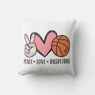 Peace Liebe Basketball Herz für Frauen Teens Tween Kissen