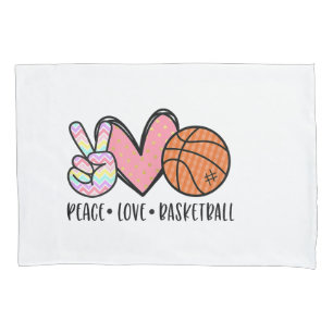 Peace Liebe Basketball Herz für Frauen Teens Tween Kissenbezug