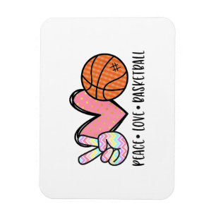 Peace Liebe Basketball Herz für Frauen Teens Tween Magnet