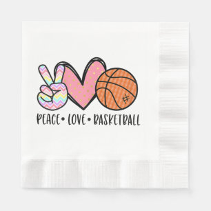 Peace Liebe Basketball Herz für Frauen Teens Tween Serviette