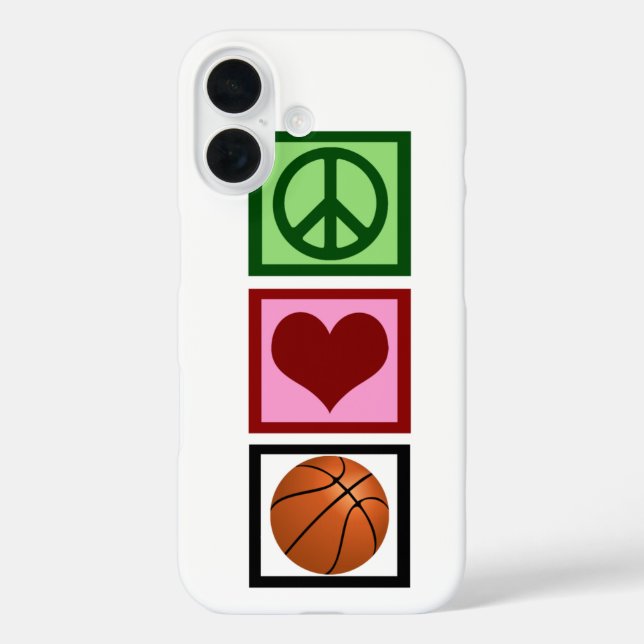 Peace Liebe Basketball iPhone 16 Hülle (Rückseite)