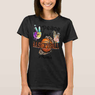 Peace Liebe Basketball Mum Life Mama Oma Leopard T-Shirt