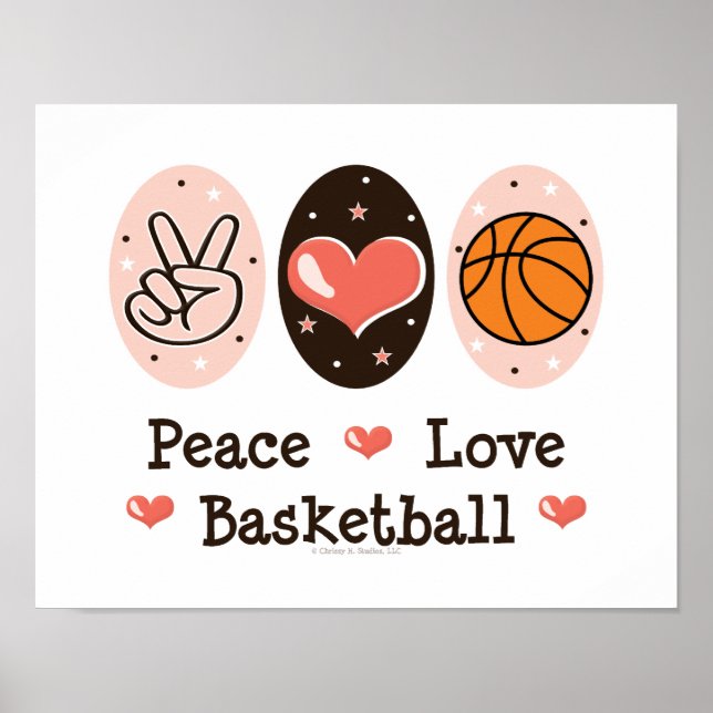 Peace Liebe Basketball Poster (Vorne)