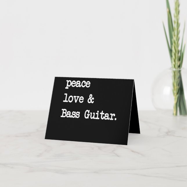 Peace Liebe & Bass Guitar Musician Guitaris Dankeskarte (Vorderseite)