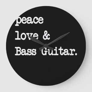 Peace Liebe & Bass Guitar Musician Guitaris Große Wanduhr