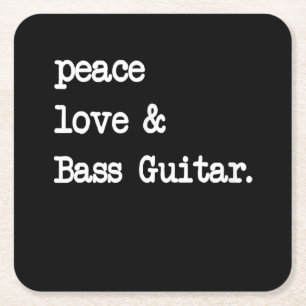 Peace Liebe & Bass Guitar Musician Guitaris Rechteckiger Pappuntersetzer