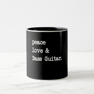 Peace Liebe & Bass Guitar Musician Guitaris Zweifarbige Tasse