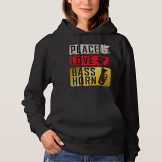 Peace Liebe Bass Horn Marching Band French Horn Hoodie