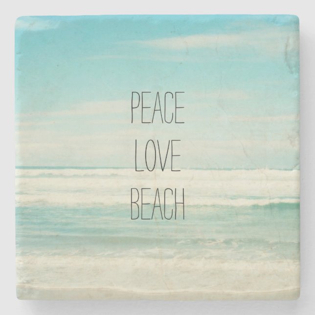 Peace Liebe Beach Steinuntersetzer (Vorderseite)