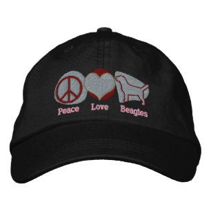 Peace Liebe Beagle bestickt Hat (Schokolade) Bestickte Kappe