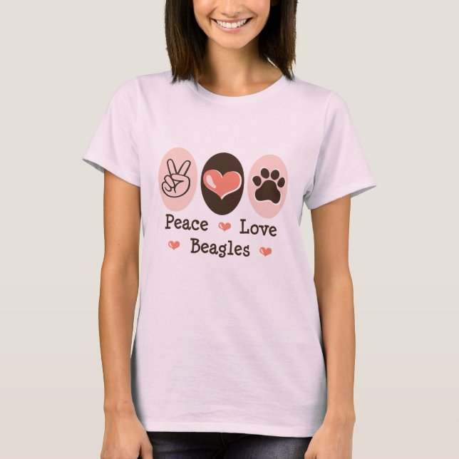 Peace Liebe Beagle Bio Tee Shirt (Vorderseite)