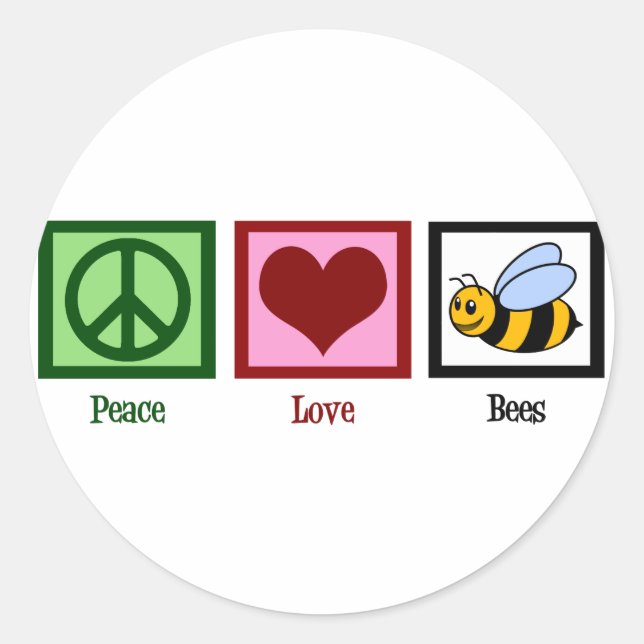 Peace Liebe Bees Runder Aufkleber (Vorderseite)