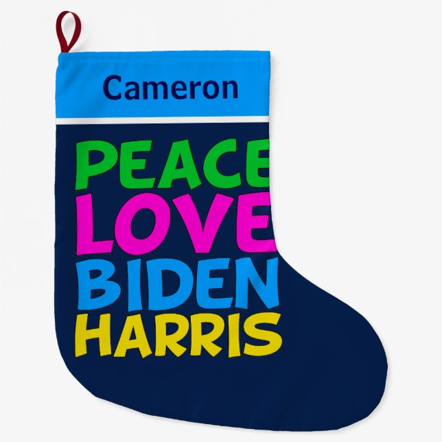 Peace Liebe Biden Harris Großer Weihnachtsstrumpf (Vorderseite)