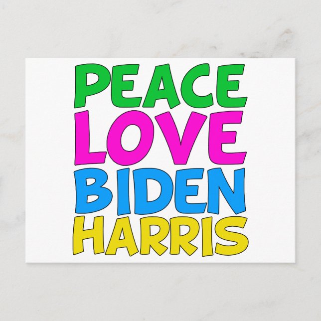 Peace Liebe Biden Harris Niedlich Wahl 2024 Postkarte (Vorderseite)