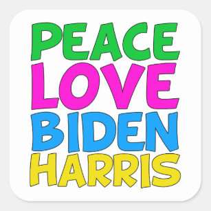 Peace Liebe Biden Harris Niedlich Wahl 2024 Quadratischer Aufkleber