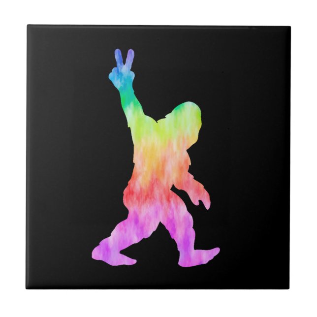 Peace Liebe Bigfoot Fliese (Vorderseite)