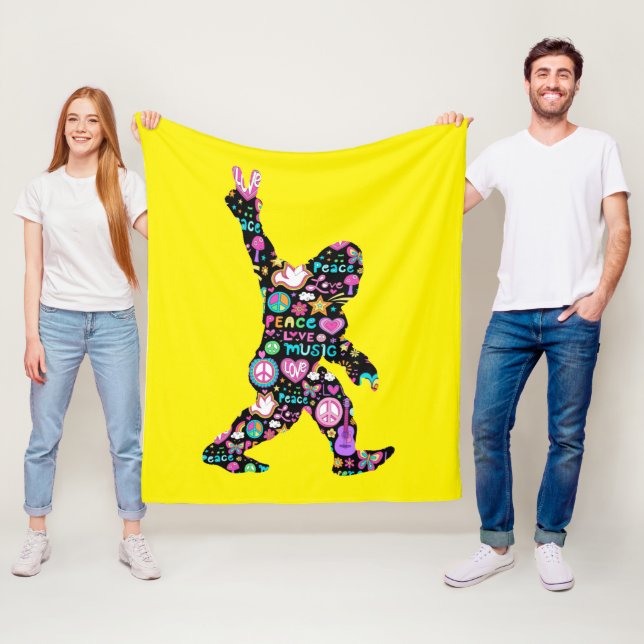 Peace Liebe Bigfoot Hippie Funny Bigfoot Lover Fleecedecke (Beispiel)
