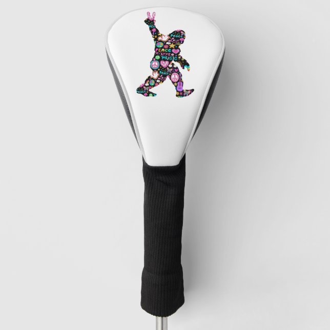 Peace Liebe Bigfoot Hippie Funny Bigfoot Lover Golf Headcover (Vorderseite)