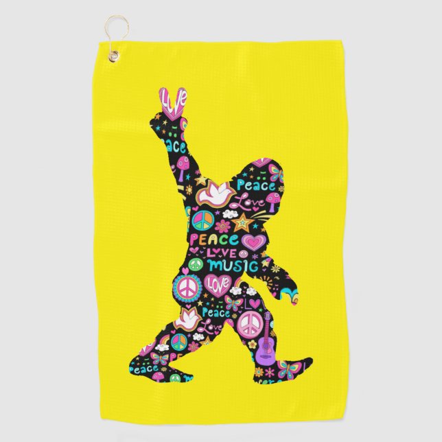 Peace Liebe Bigfoot Hippie Funny Bigfoot Lover Golfhandtuch (Vorderseite)